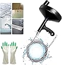 Drain Auger 25 Ft with Gloves, Plumbing Snake Drain Auger Hair Clog Remover, Heavy Duty Pipe Drain Clog Remover for Bathtub Drain, Bathroom Sink, Kitchen Cleaning