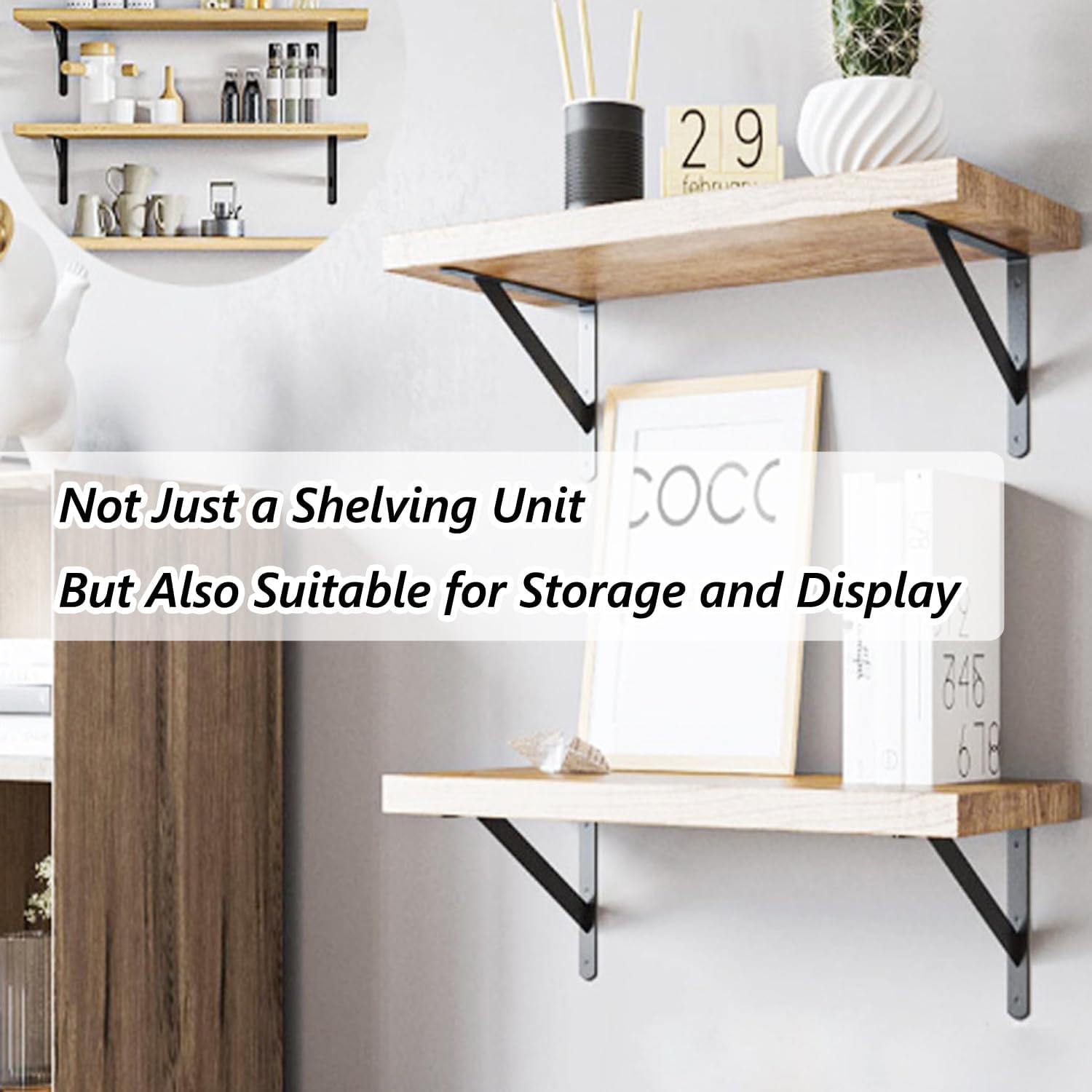 Reedy Heavy Duty Shelf Brackets 8 Inch 12 Inch L Shaped 90 Degree Angle Brackets for Floating Shelve Wall Mounted Garage Storage Kitchen Industrial Metal Bracket, 8 Pack