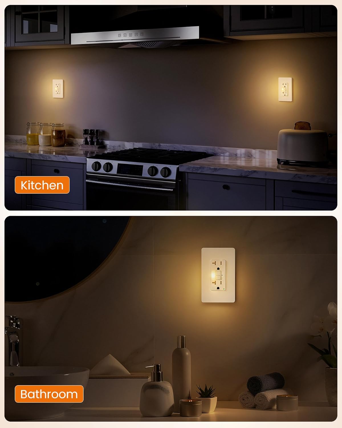 SURAIELEC GFCI Outlet Bundle — USB-C & USB-A Charging GFCI + GFCI Outlet with Built-in Night Light, Self-Test TR WR Receptacles