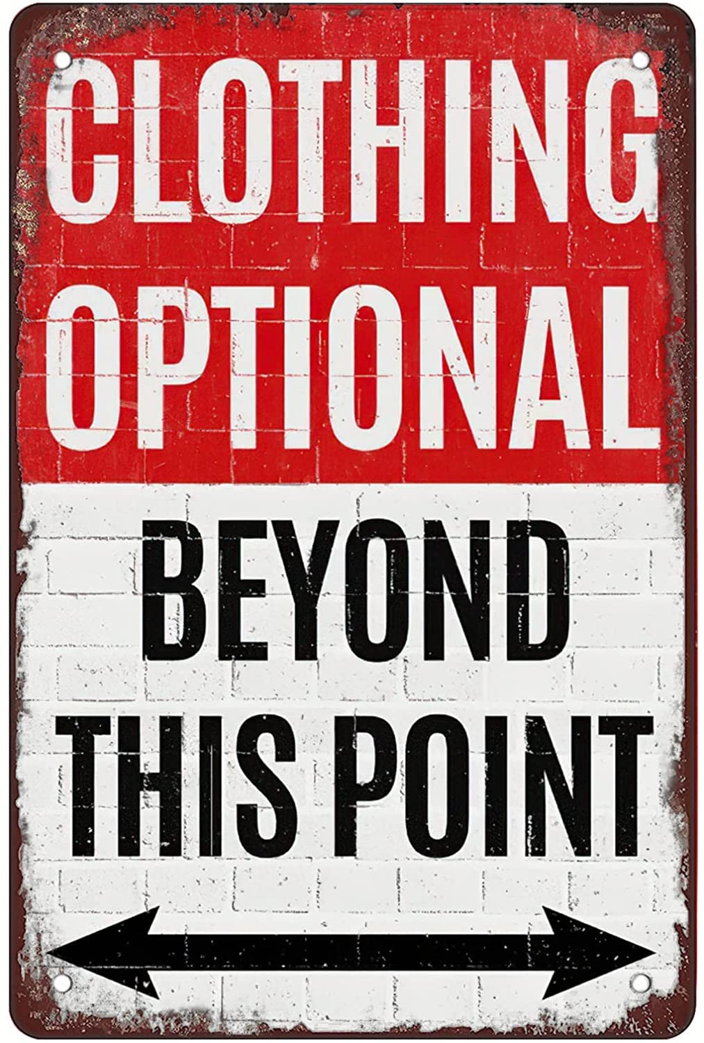 Clothing Optional Beyond This Point tin Signage Vintage Metal Sign Gift Bedroom Retro Novelty Cafe Store Tin Signs 12x16inch