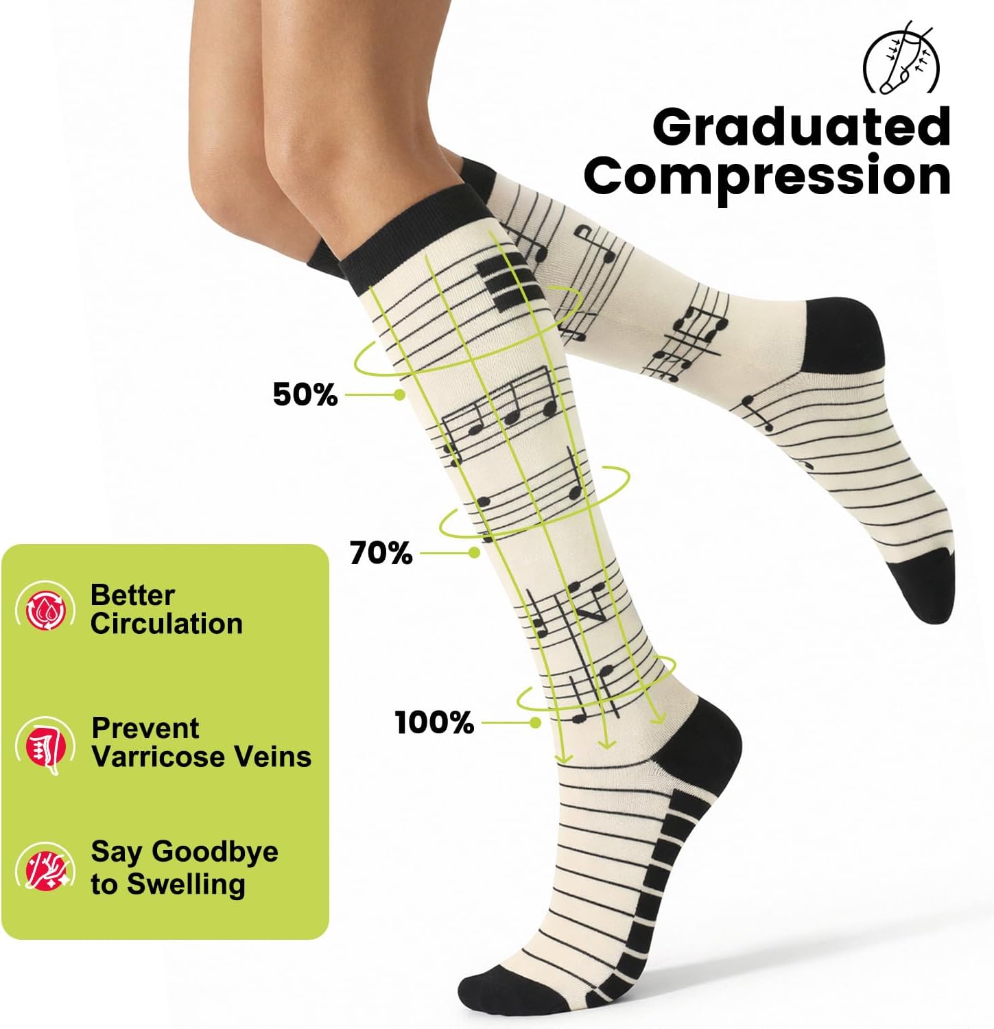 Compression Socks 15-20mmHg for Men & Women, 4 Pairs Graduated Compression Socks for Work, Travel & Everyday Wear