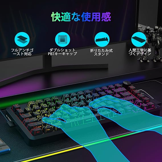 e-Element Z82 Gaming Keyboard, Silverwood Axis Mechanical Keyboard, Hot Swapping, Pre-lubricated Linear Silver Axis Switch, Anti-Ghost Key, Black