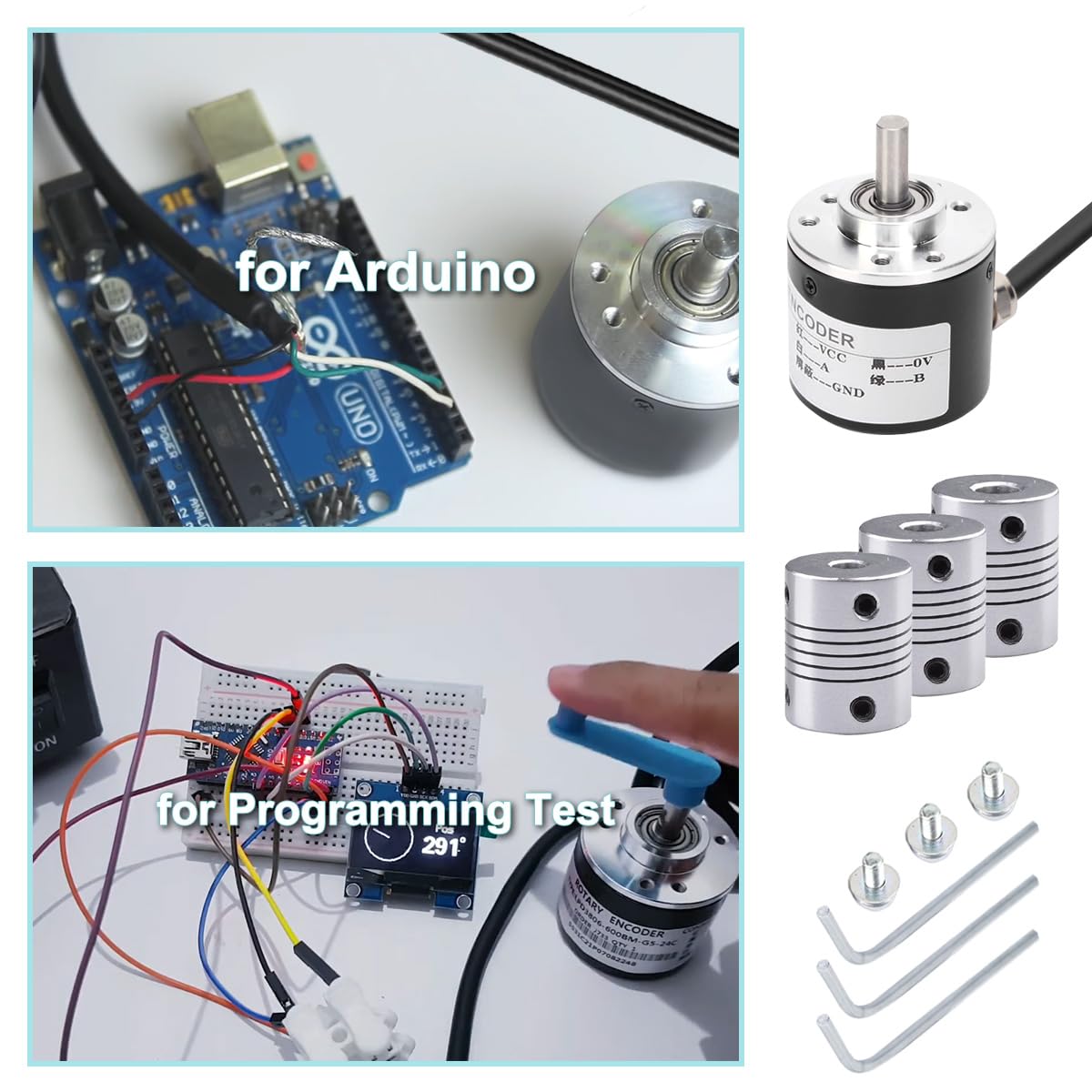Codeur optique rotatif incrémental en quadrature DC 5-24V 600P/R AB 2 phases Sortie NPN Encodeur pour test de programme pour module radio/bouton/capteur de vitesse de roue/molette de souris