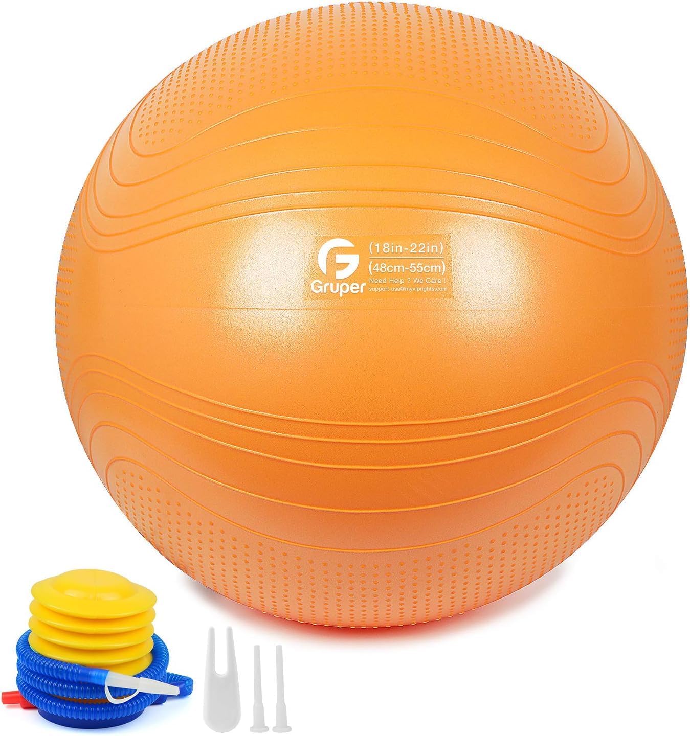 Yoga Ball, 22-30 Inch Extra Thick Exercise Ball for Workout Fitness Balance, Anti Burst Chair for Home and Office Desk, Includes Hand Pump & Workout Guide Access