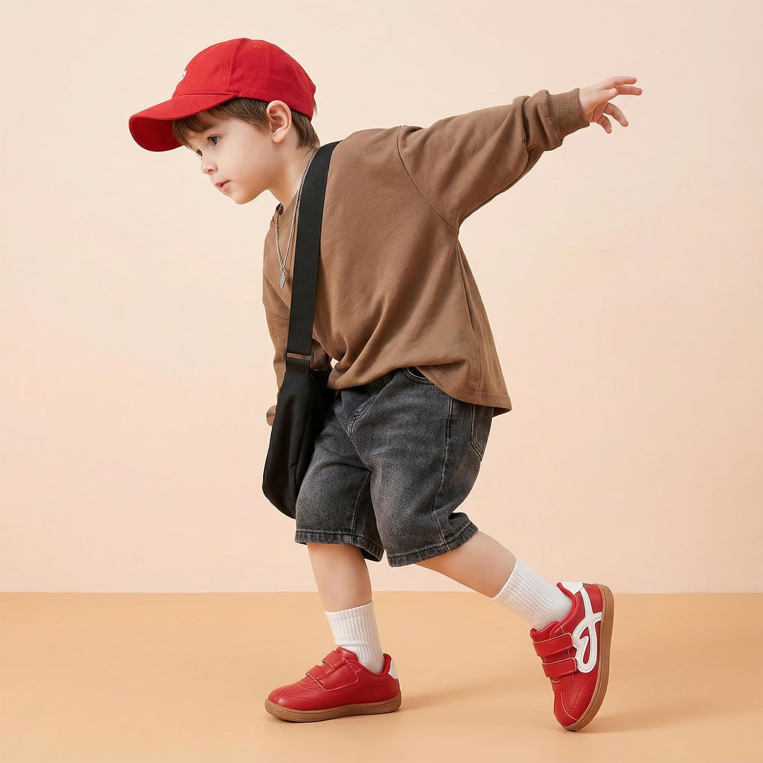 STQ Wide Toe Box Toddler Girls Sneaker Non Slip Barefoot Walking Shoes with Hook and Loop - Image 3