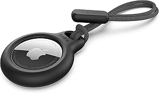 Belkin Apple Airtag Secure Holder With Strap - Apple Air Tag Keychain - Airtag Holder With Strap For Key Ring - Airtag Keychain Accessories - Scratch Resistant Airtag Case With Raised Edges - Black