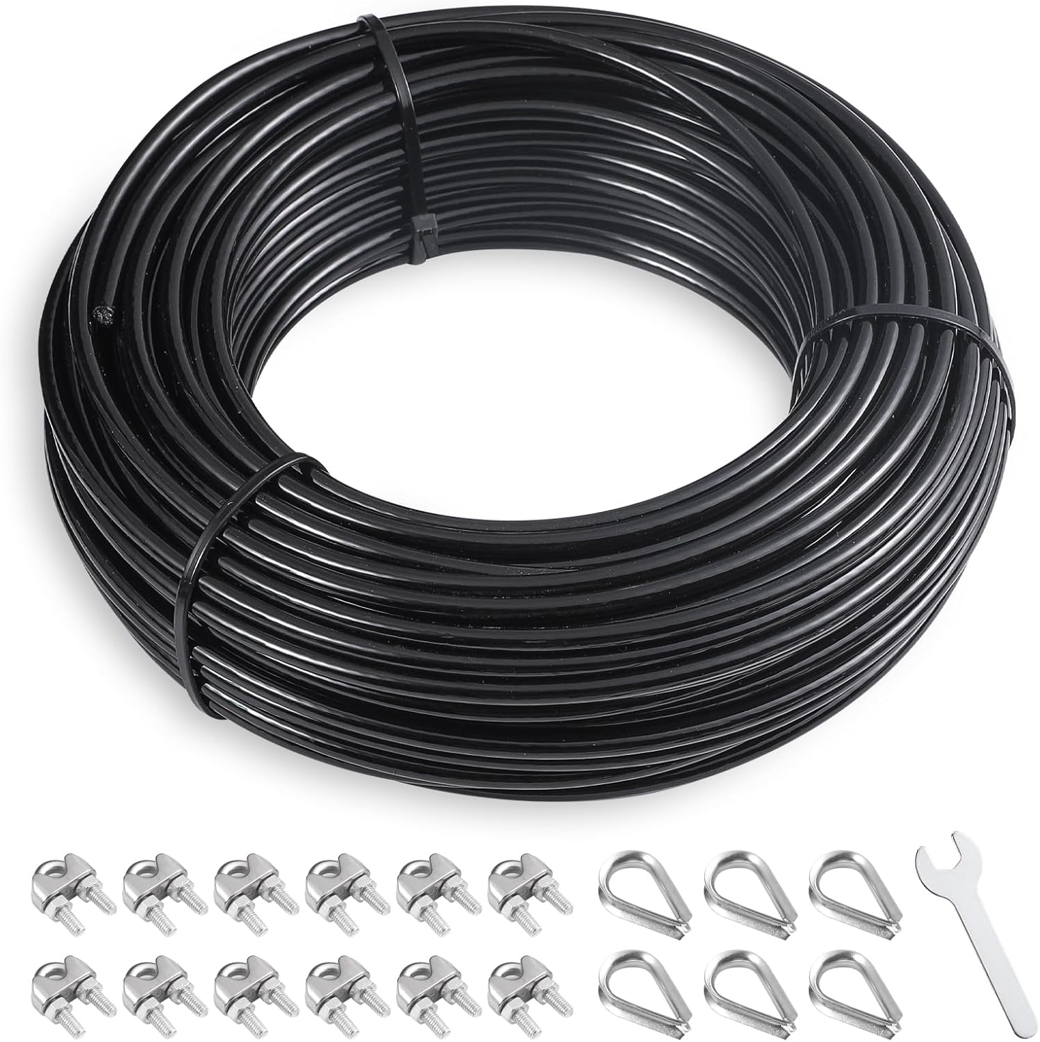 SERTT Replacement Cable for Pulley Cable Machine, Pulley Cable for DIY Home Gym, Wire Rope Length 32.8/65.6/98.4 Ft for Weight Lift Pulley System, Gym Steel Cable, Thick 5mm, TPU Coated