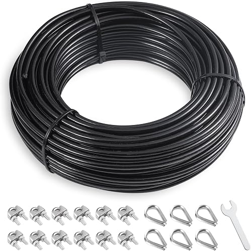 SERTT Replacement Cable for Pulley Cable Machine, Pulley Cable for DIY Home Gym, Wire Rope Length 32.8/65.6/98.4 Ft for Weight Lift Pulley System, Gym Steel Cable, Thick 5mm, TPU Coated