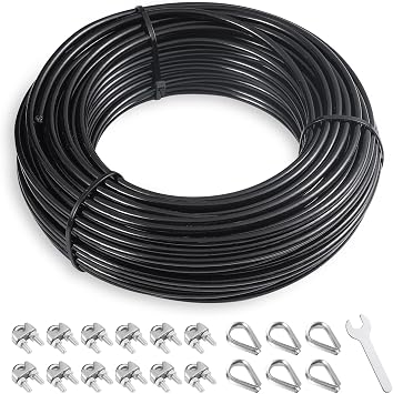 SERTT Replacement Cable for Pulley Cable Machine, Pulley Cable for DIY Home Gym, Wire Rope Length 32.8/65.6/98.4 Ft for Weight Lift Pulley System, Gym Steel Cable, Thick 5mm, TPU Coated