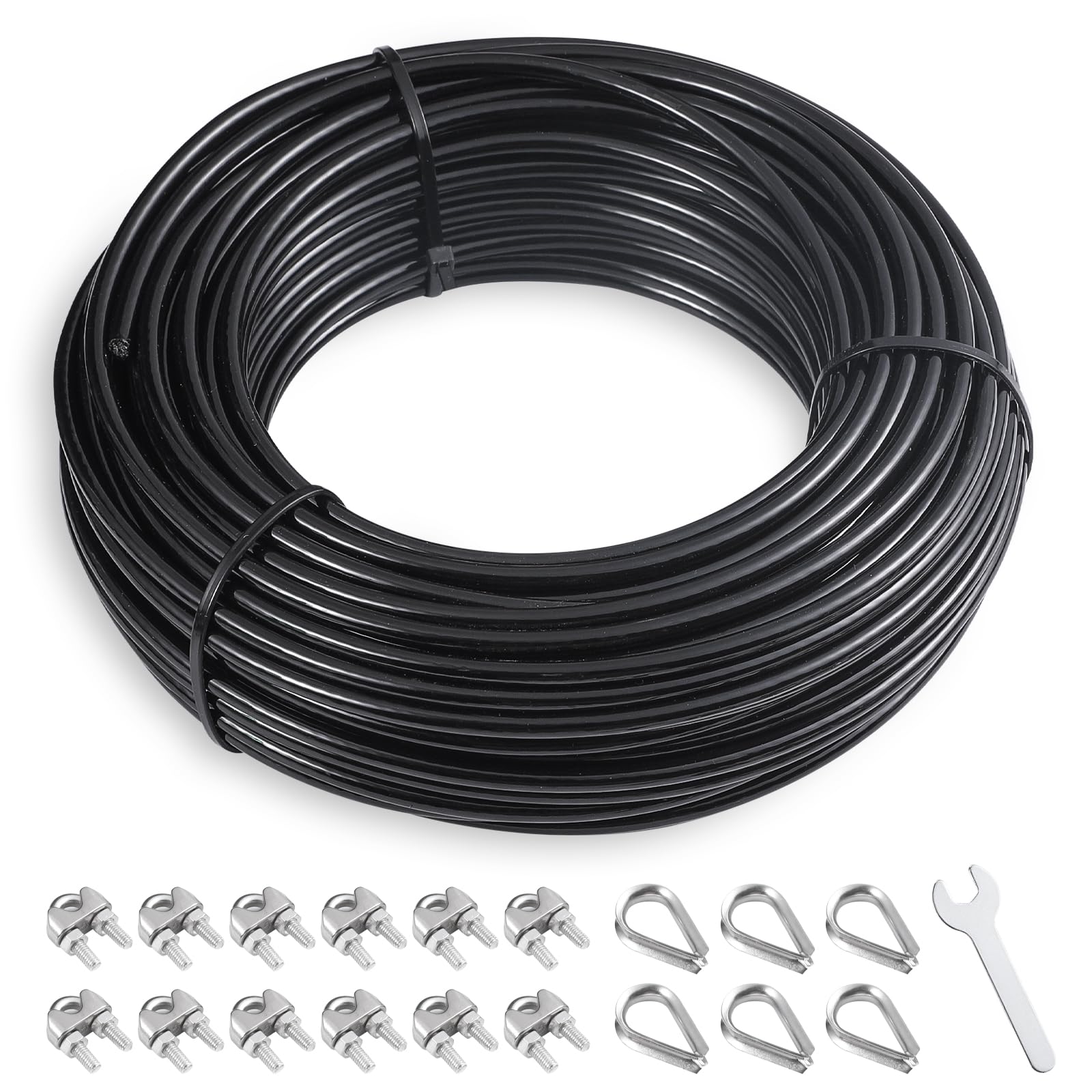 SERTT Replacement Cable for Pulley Cable Machine, Pulley Cable for DIY Home Gym, Wire Rope Length 32.8/65.6/98.4 Ft for Weight Lift Pulley System, Gym