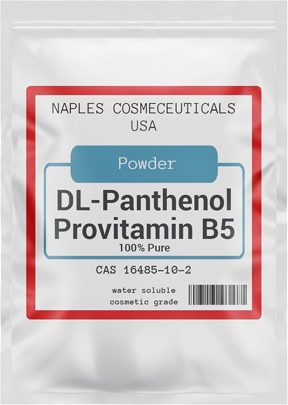 Pó de Pantenol Puro Naples Cosmeceuticals, DL-Pantenol, Pró-vitamina B5 para formulações cosméticas, 56,7 g