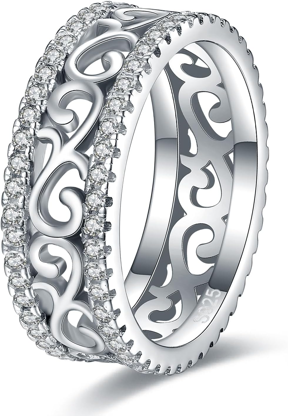 Celtic Eternity Wedding Bands Women - 925 Sterling Silver Cubic Zirconia Irish Promise Engagement for Her Size 5-9