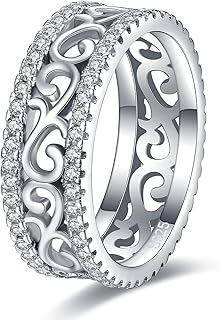 Celtic Eternity Wedding Bands Women - 925 Sterling Silver Cubic Zirconia Irish Promise Engagement for Her Size 5-9