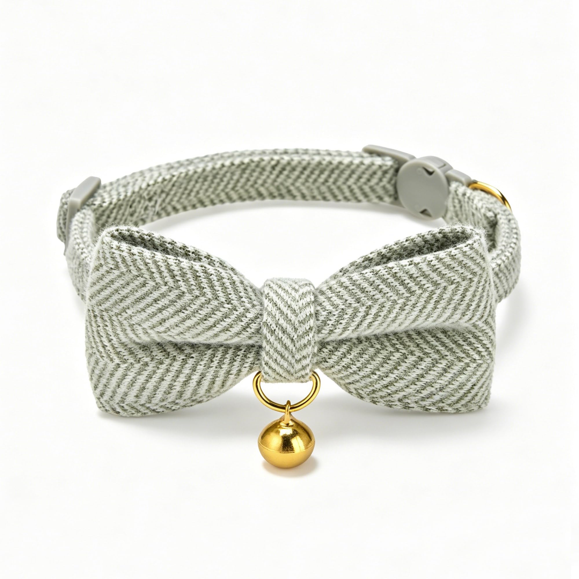 YUDOTE Cat Collar with Bow Tie, Mint Green Herringbone Breakaway Cat Collar with Bell, Adjustable Safety Kitten Collar for Cats, Soft Breathable Fabric Pet Neckwear(MTGN,TW)