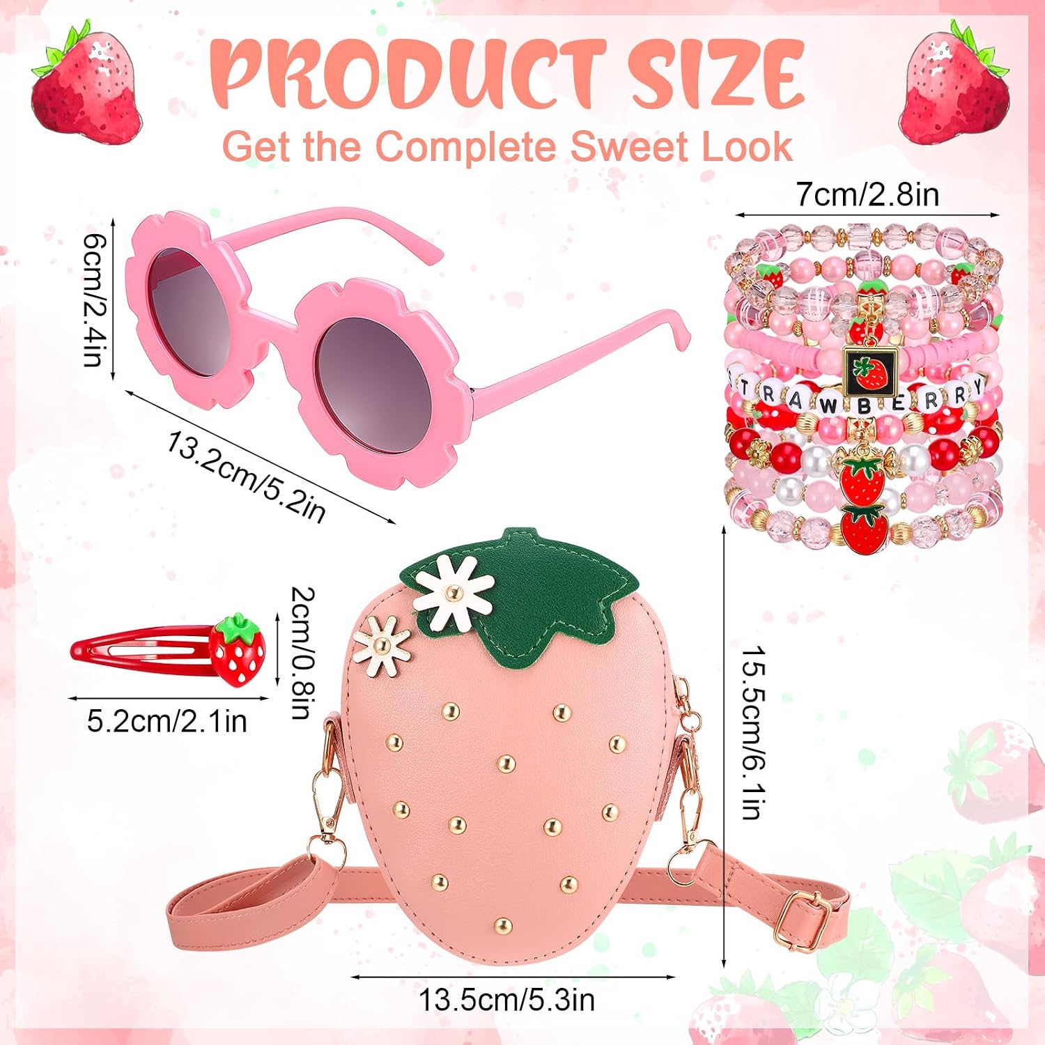 Purse for Girls, Accessories Gift Set Snap Hair Clip Bracelets | Cute Purse, Hair Clips, Stackable Bracelets, Sunglasses, for Girls, Birthday, and Party Favor
