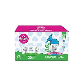 Breast Pump Wipes by Dapple Baby, Hypoallergenic & Powered by Plants, Removes Milk Residue, Leaves No Taste, Singles, Fragrance Free, 30 Count (Pack of 1)