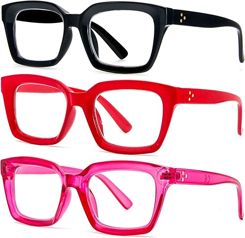 Miniatura 11 de DXYXYO Reading Glasses 0.50 Women Blue Light Blocking Men Square Computer Readers 3 Pack Fashion Oprah