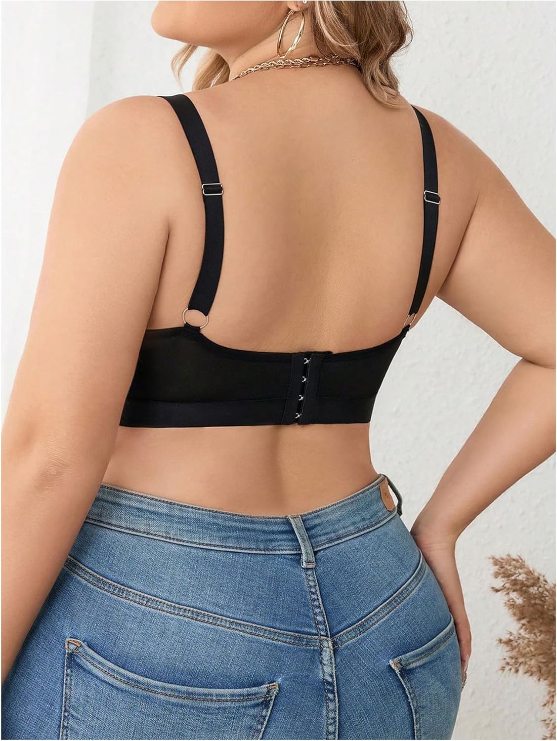 OYOANGLE Women's Plus Size Sheer Wireless Bra Full Coverage Bralette Comfort Everyday Bras - Image 2