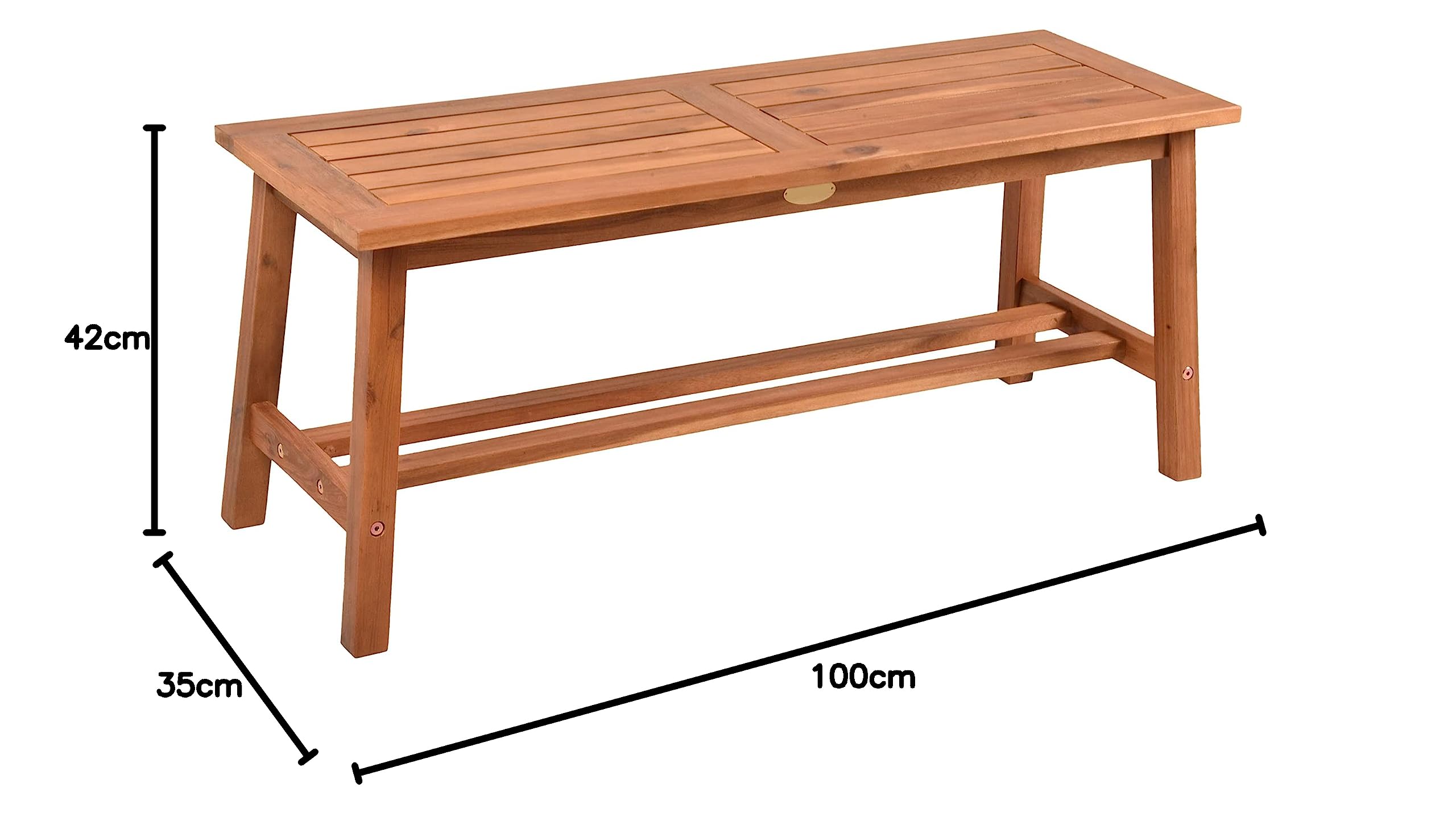 Spetebo Akazien Gartenbank Santa Clara 2-Sitzer geölt - 100 x 35 cm - Garten Sitz Bank aus FSC Massiv Holz - Balkon Terrassen Bank Blumenbank Beistelltisch Holztisch Holzbank