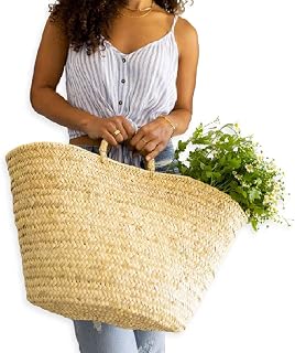 French Basket for shopping, Moroccan Basket, Straw Basket, tote bag, beach bag, market basket (Small)