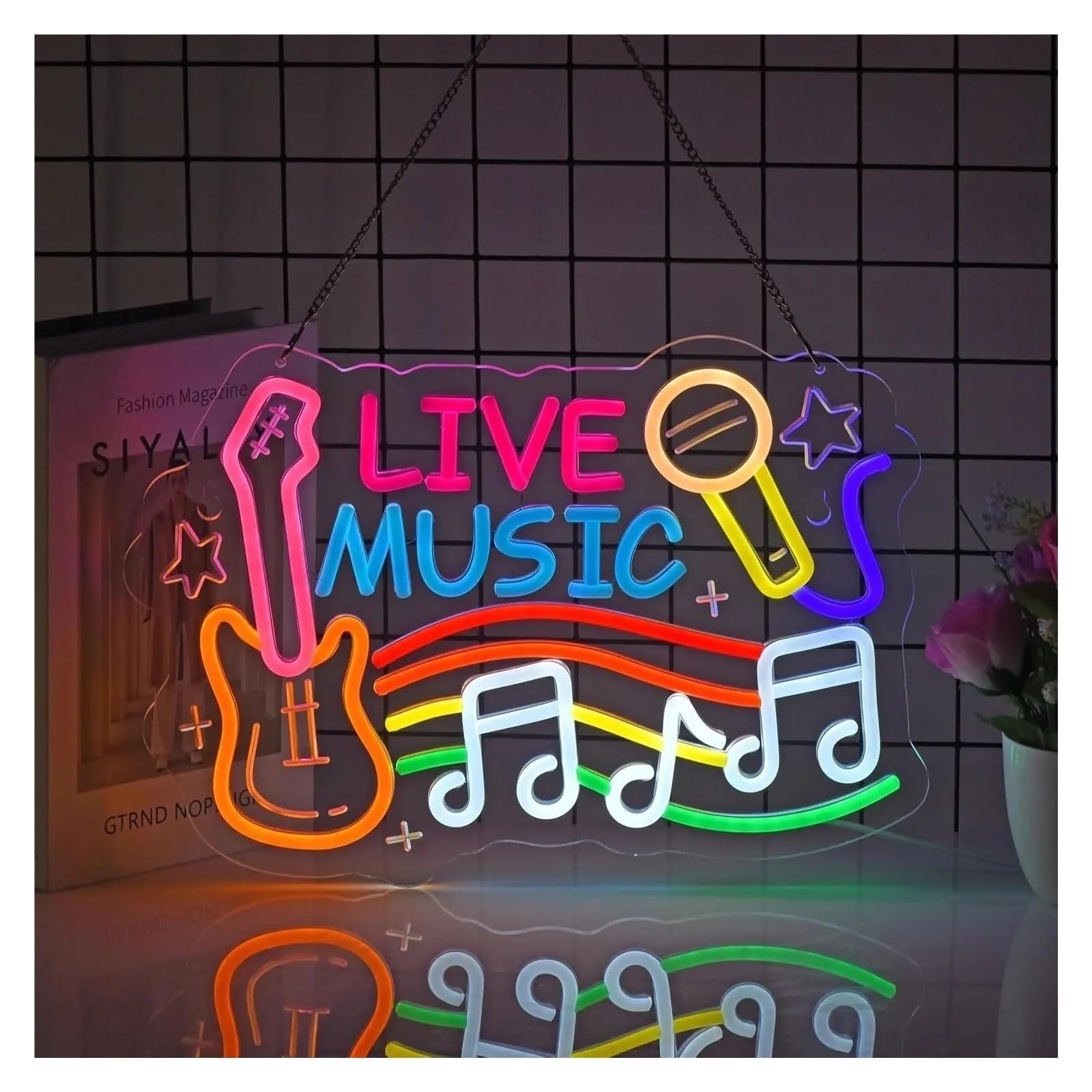Decoración Lámparas Letrero De Neón Live Music