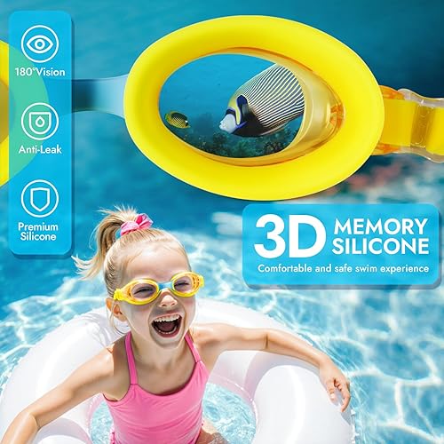 Miniatura 5 de 2 Pack Kids Swim Goggles for Toddlers 6-14(8-12), Anti-Fog UV Protection No Leak Swimming Glasses for Boys Girls