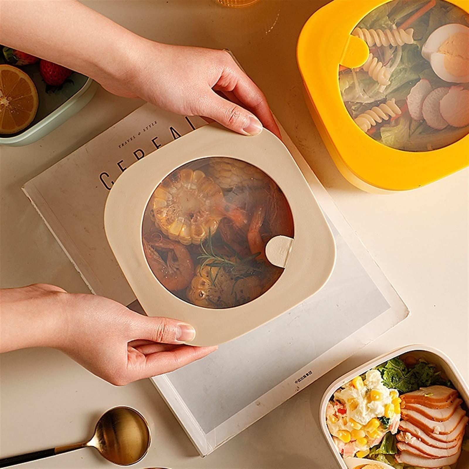 Lonchera de almacenamiento para alimentos, prácticos recipientes para oficina y escuela, conservación fresca, ideal para preparar comidas y almuerzos sobre la marcha