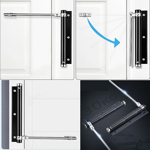 Miniatura 5 de zeng Cierrapuertas de resorte, cierrapuertas automático ajustable de acero inoxidable para uso residencialcomercial, cierrapuertas de puerta contra