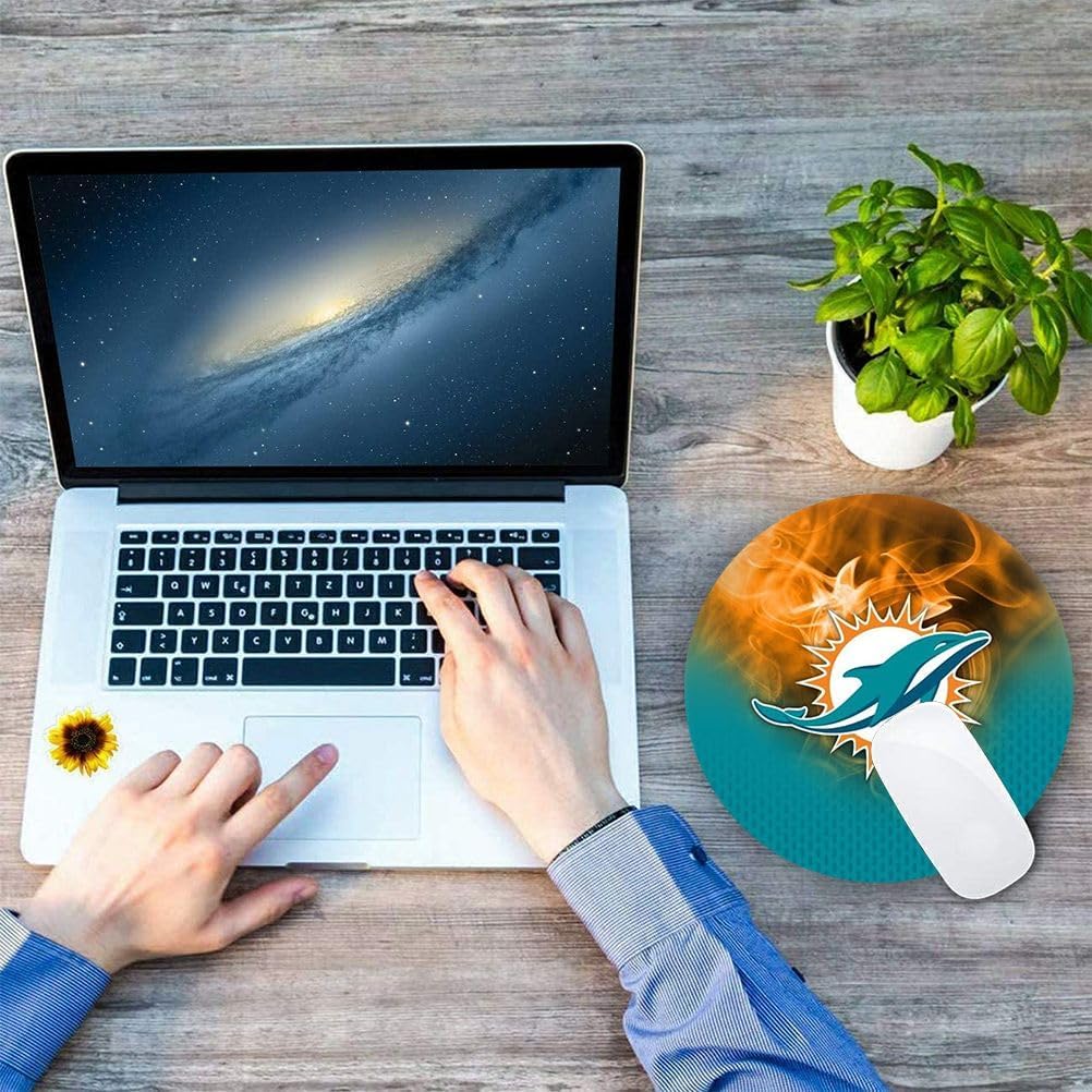 Sports Round Mouse Pad,Blue Black Design Non-Slip Rubber Base Mousepad for Computers Laptop Desk,Gaming Mouse Mat for Football Fans