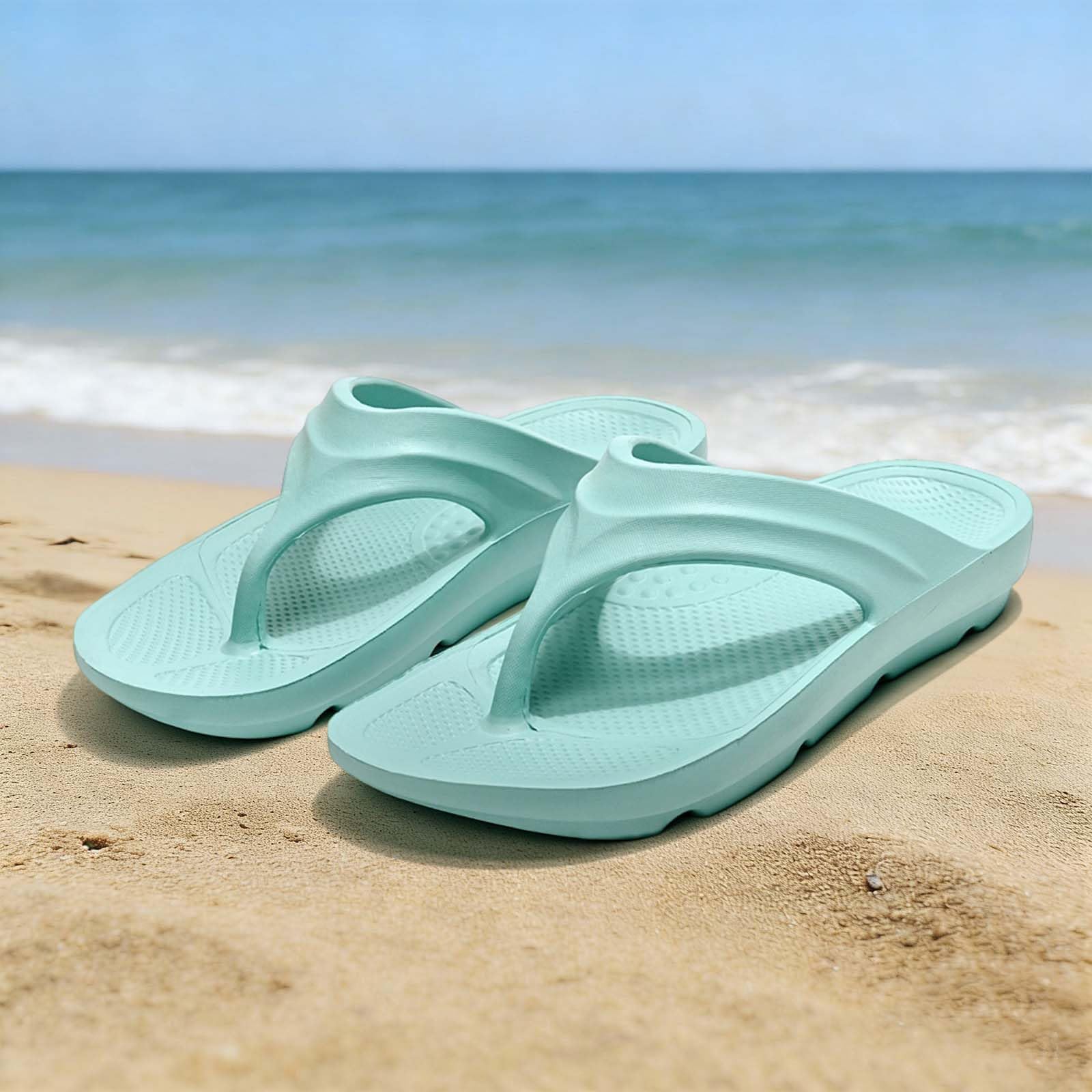 Unisex Arch Support Flip Flops for Plantar Fasciitis, Orthopedic Thong Sandals for Men & Women, Non-Slip Waterproof Cushioned EVA Casual Summer Footwear for Beach Walking Daily Wear,Teal