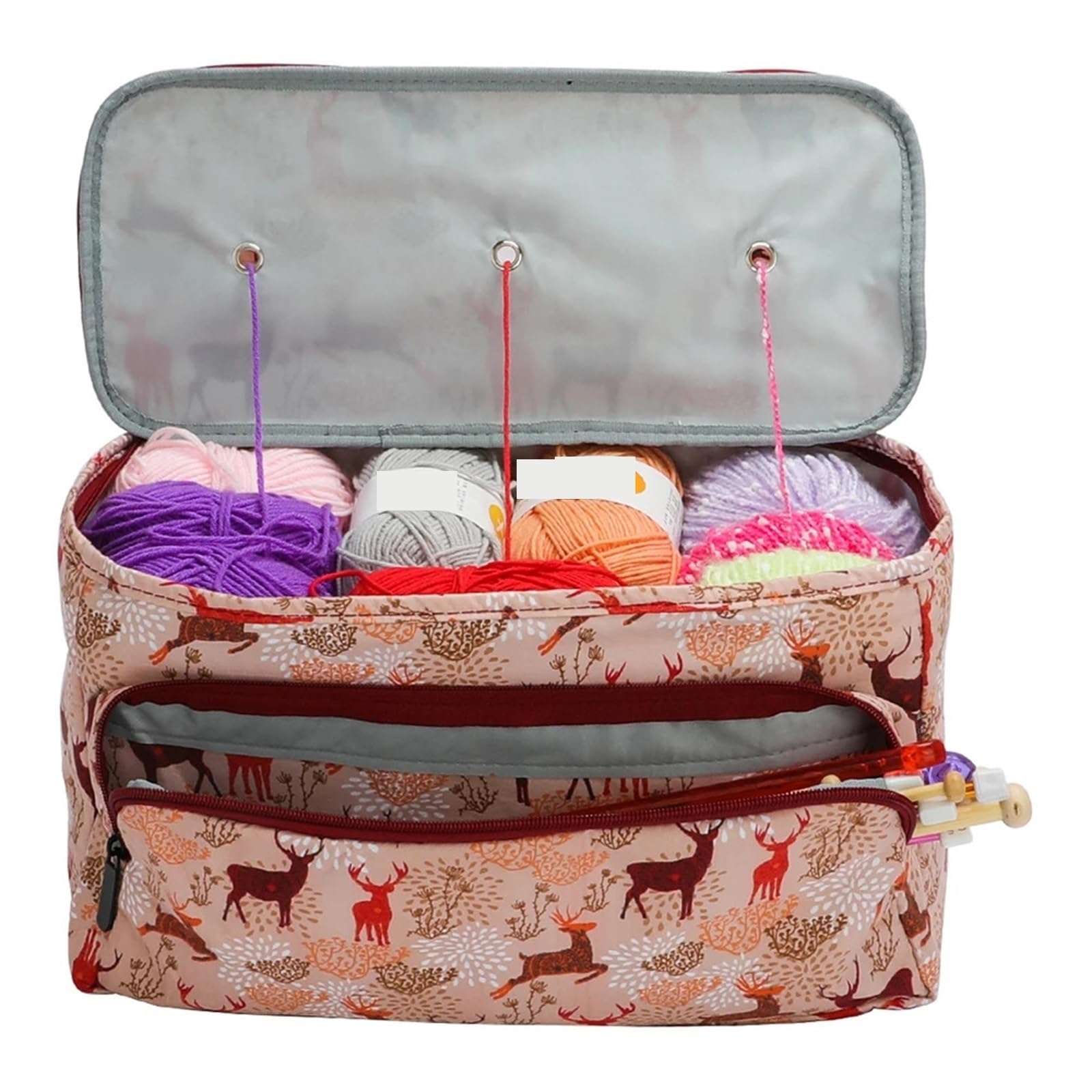 ZWCSHUU Sewing Organizer Bag Yarn Storage Bag Oxford Cloth Knitting Crochet Tote Wool Hooks Sewing Needles for DIY Thread(Red1)