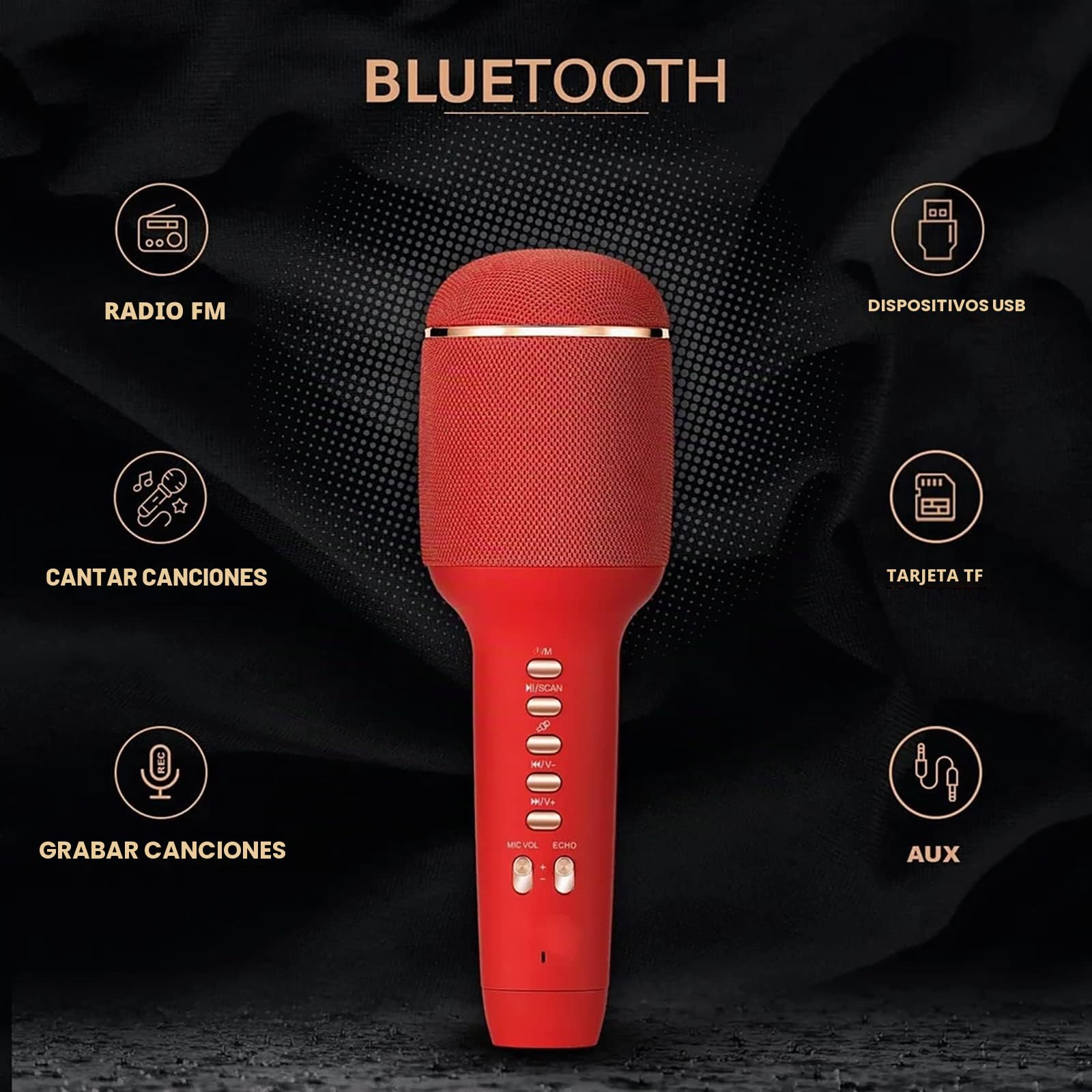 Ellenne Micrófono KarAOKE BLUETOOTH Inalámbrico con altavoz para adultos - CAMBIA DE VOZ - Dual WIRELESS KARAOKE - DUAL WS900 AZUL