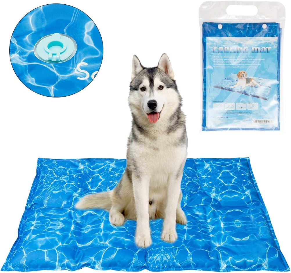 SCENEREAL Dog Cooling Mat Cool Dog Bed - Ice Water Pad for Dogs Cats Pets Summer Hot Days Sleeping Self Cooling Bed, Large