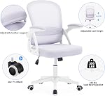 Fizzin chaise de bureau, chaise de bureau ergonomique à la maison avec support Lombaire réglable et coussin de siège épais, chaise d'ordinateur en mesh respirant Flip-up accoudoirs Chaises de travail pour le bureau intérieur (Lavande)