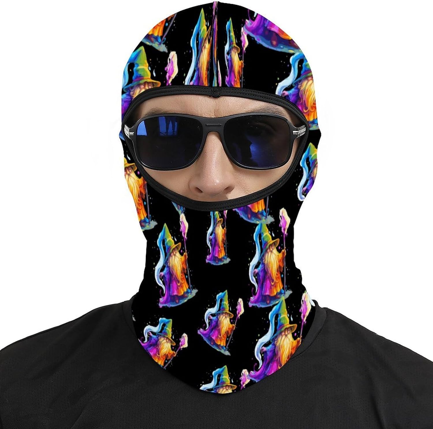 Colorful Wizard Full Face Mask for Men Women Fishing Neck Gaiter Motorcycle Scarf Sun Protection Headwear image 3