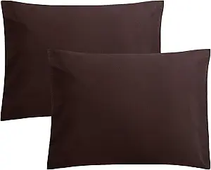 FLXXIE Microfiber Pillow Cases Standard Size, Soft Pillowcases with Envelope Closure, Wrinkle, Stain Resistant Pillow Covers, 20x26, Dark Brown