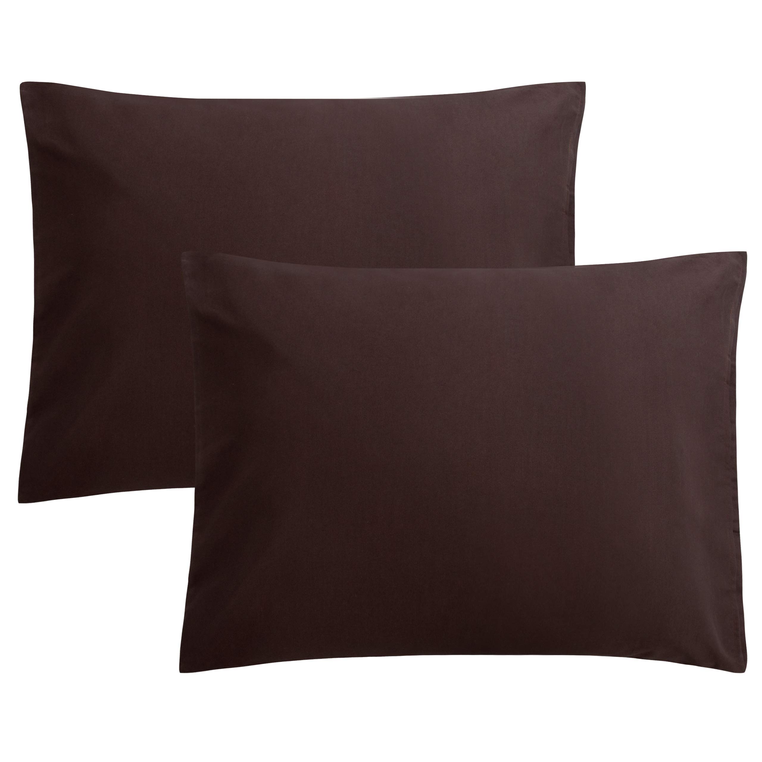 FLXXIE 2-Pack Microfiber Standard Pillow Cases, Envelope Style, Dark Brown