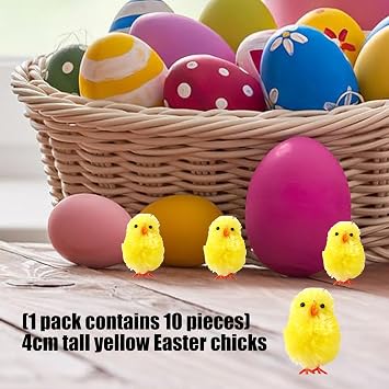 10Pcs 4CM Yellow Chick Soft Plush Polyester Chick Ornament for Craft Easter Basket Fillers Festive Decoration Easter Yellow Youngsters
