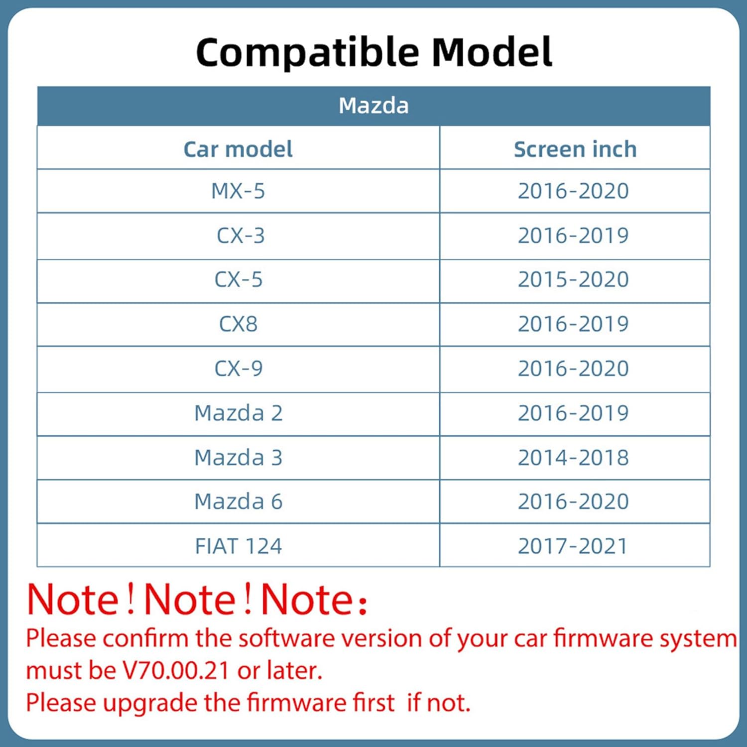 LEXXSON Android Auto & Carplay Adapter for Mazda 2/3/6/CX3/CX5/CX8/CX9/MX5/FIAT124, Retrofit Kit for MZD Connect System 00008FZ34, TK78-66-9U0C