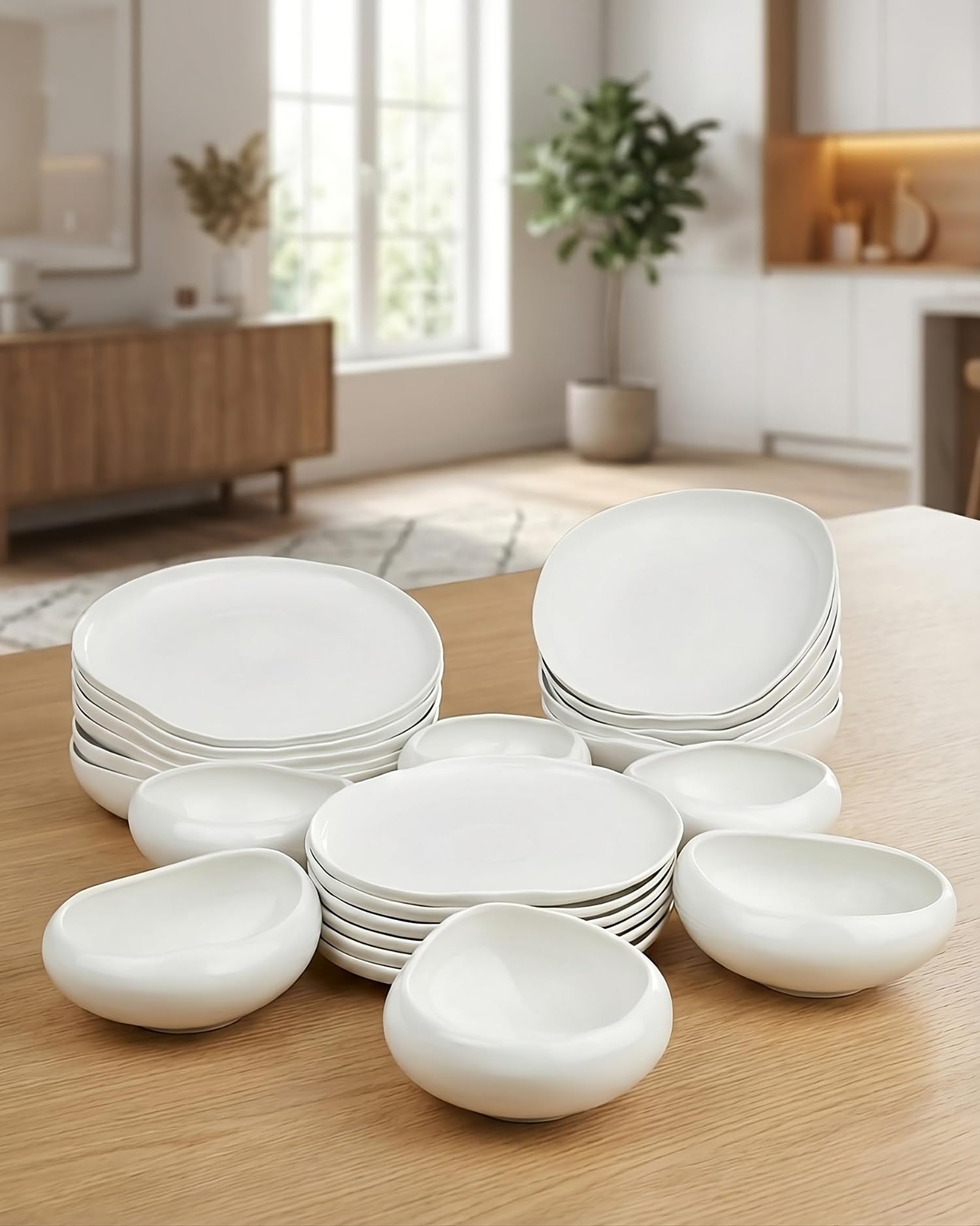 BAVARY Service Vaisselle Capital 24 Pcs – Set De Table & Assiette Porcelaine – Service De Table 6 Personnes De Plates & Assiette Creuse, Bols – Vaisselle Et Arts De La Table Micro-Onde/Lave-Vaisselle