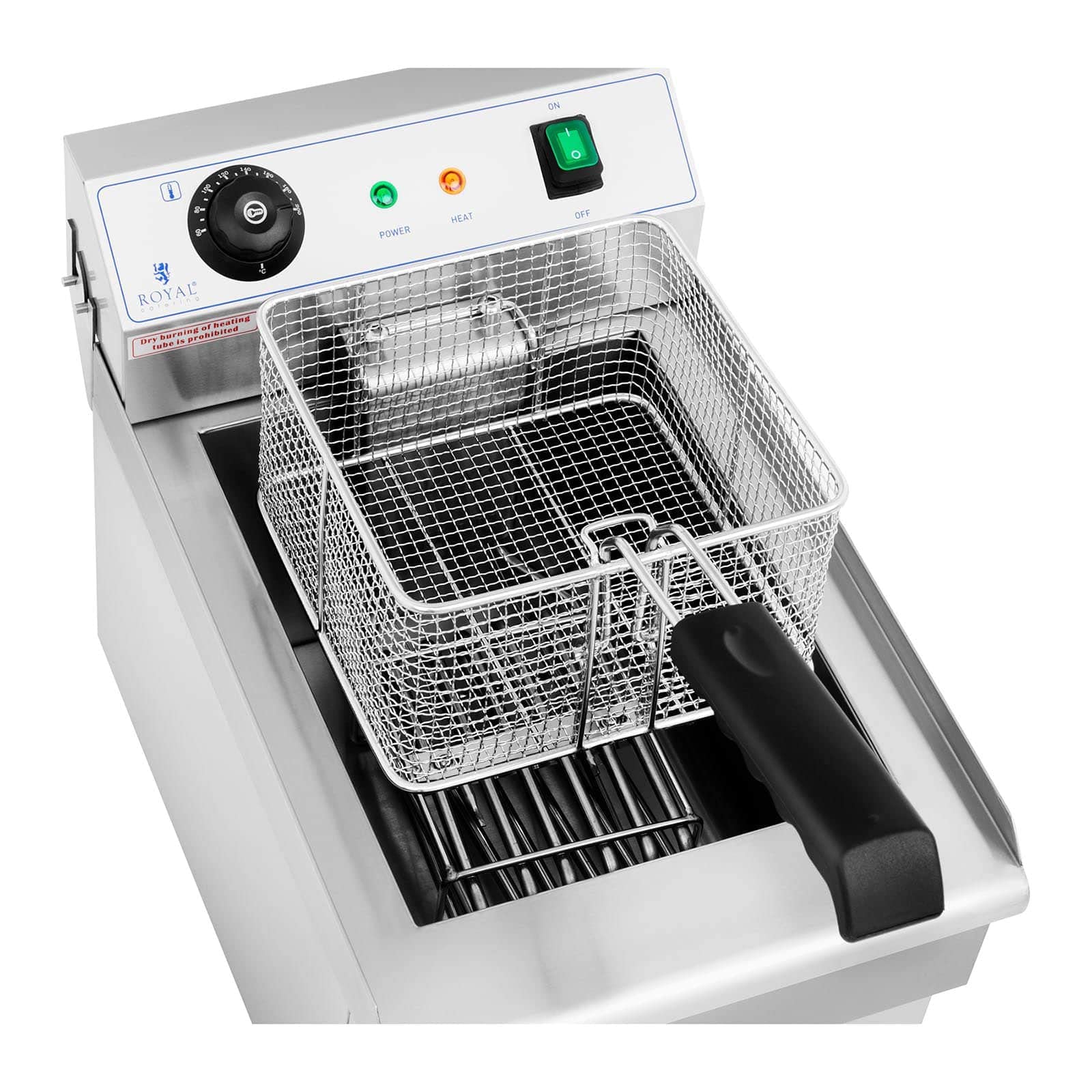 Royal Catering Friggitrice Elettrica Con Zona Fredda e Rubinetto di Scarico RCEF-13EHB (13 litri, 3.200 W, Acciaio inox, 50-200 °C)
