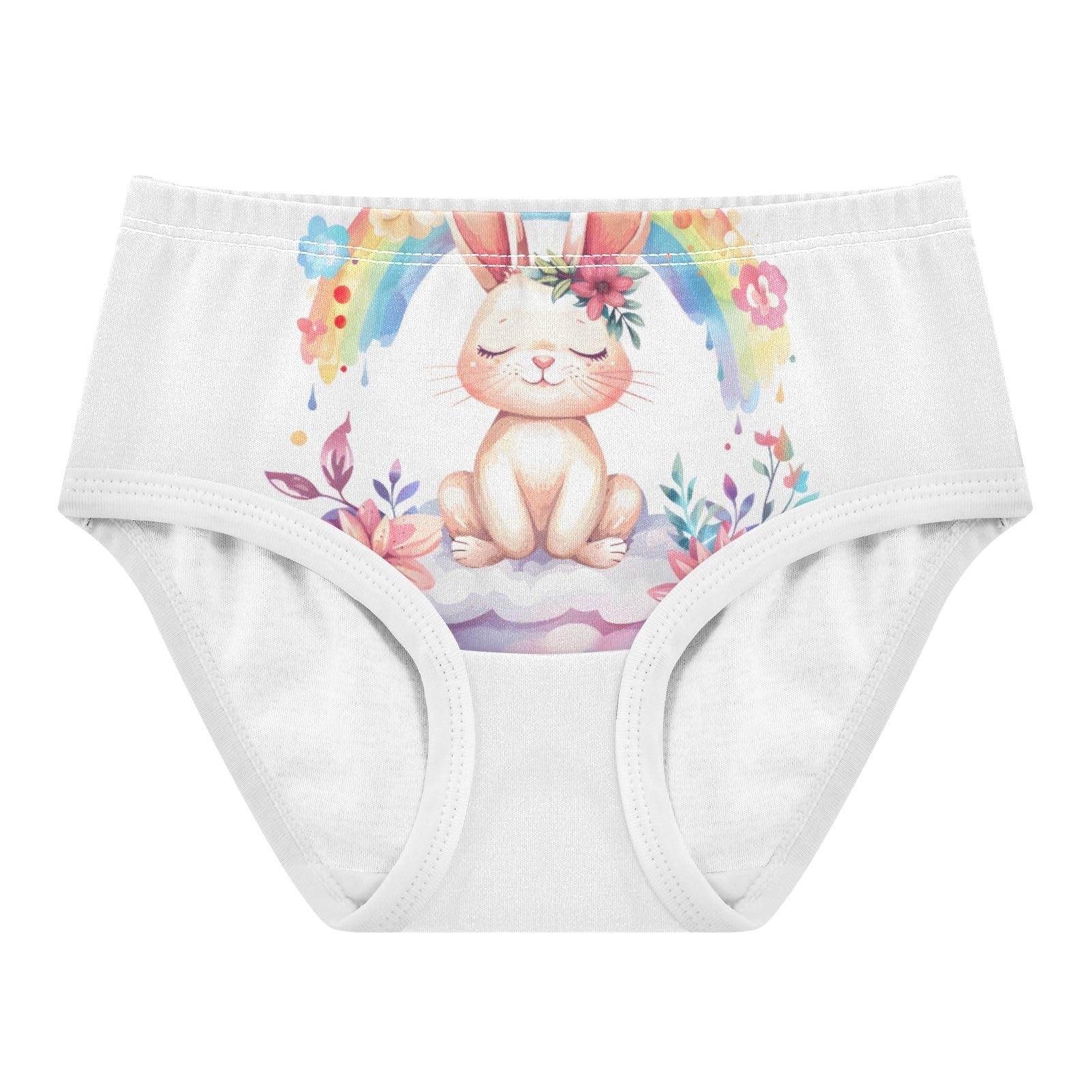 ALAZA Toddler Girls Cotton Hipster Underwear Soft Rabbit Rainbow Floral 2 Pack 2T