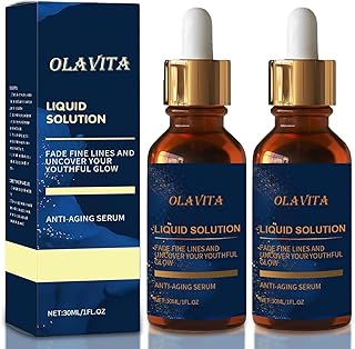 OLAVITA Liquid Solution Anti Aging Serum – Vitamin C Hydrating & Firming Facial Serum with Collagen Support, Upgraded Formula (2-Pack)
