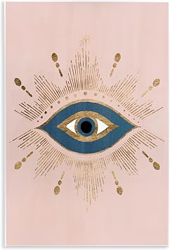 Evil Eye Glam Boho Pattern, 10 x 15 Inch Mounted Print on Wall Plaque