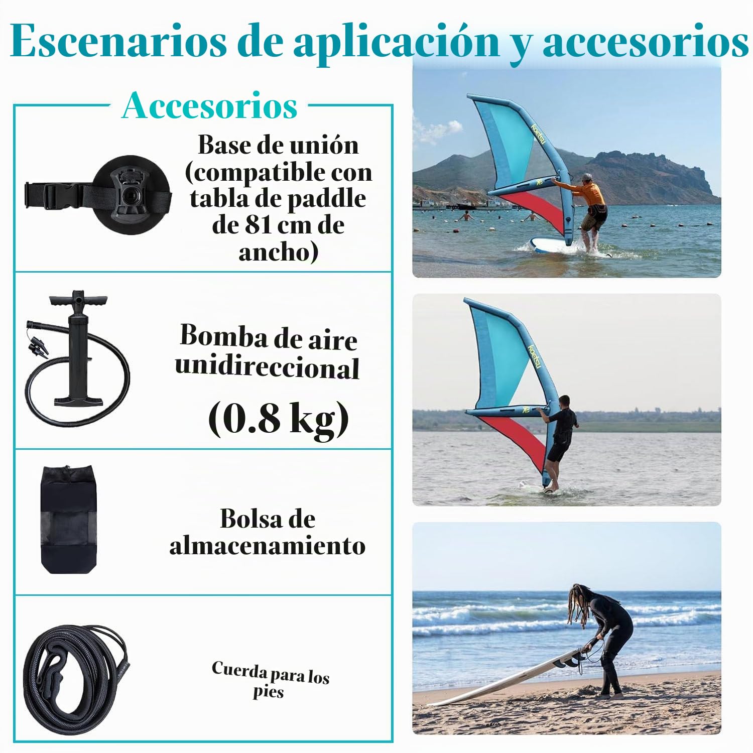 Vela de Windsurf para Adultos, Vela compacta Profesional para Paddle Surf, Superficie Azul y roja, rotación de Base de 360°, para Windsurf.
