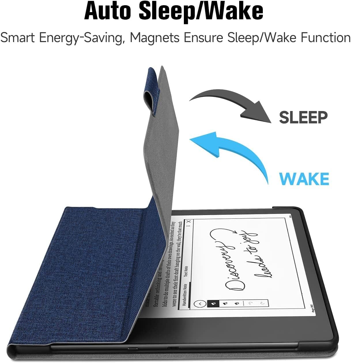Ayotu Stand Case for Kindle Scribe 10.2 Inch (2024/2022 Released) - Auto Sleep/Wake, Premium Sturdy Fabric Cover with Pen Holder, Only for 10.2" Kindle Scribe, Blue