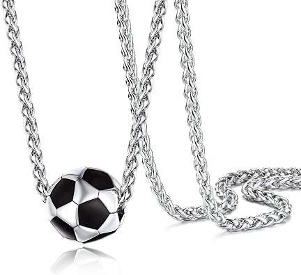 PROSTEEL 316L Stainless Steel 3D Football/Basketball/Volleyball/Baseball/Rugby Ball Cool Necklaces for Men, Sports Players Favors Jewelry, 22inch, Come with Box