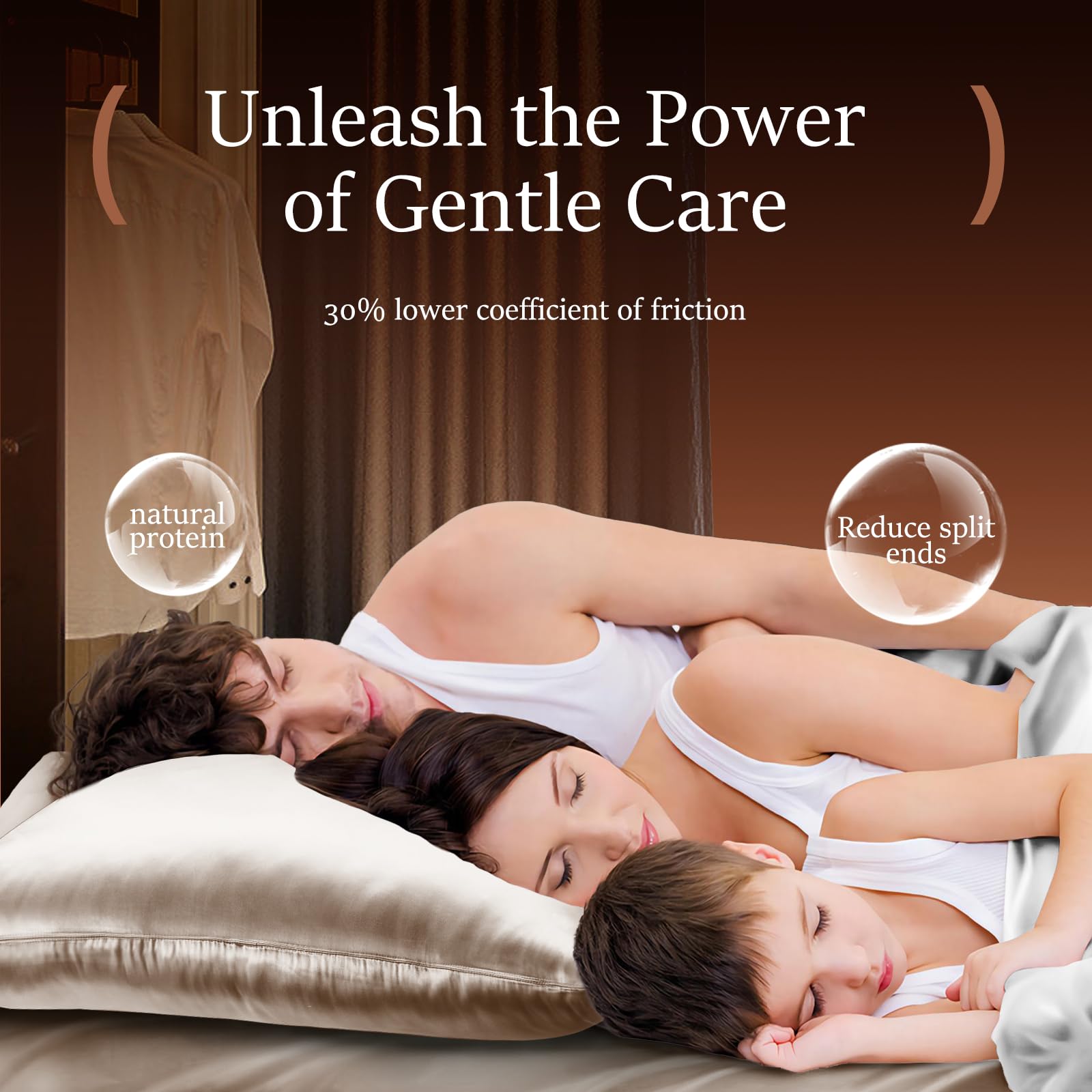 Amazon｜Powsure 100%ピュアマルベリーシルクピローケース 髪と