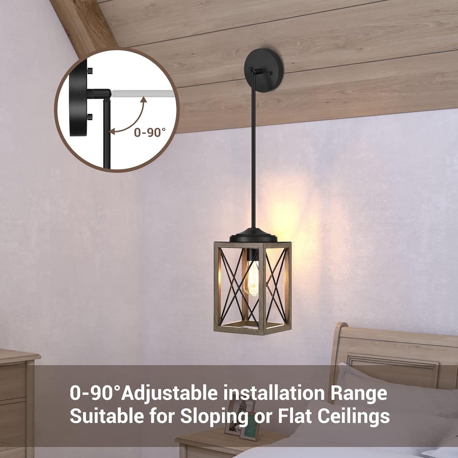 Aged Iron Farmhouse LED Pendant Light with Metal Shade