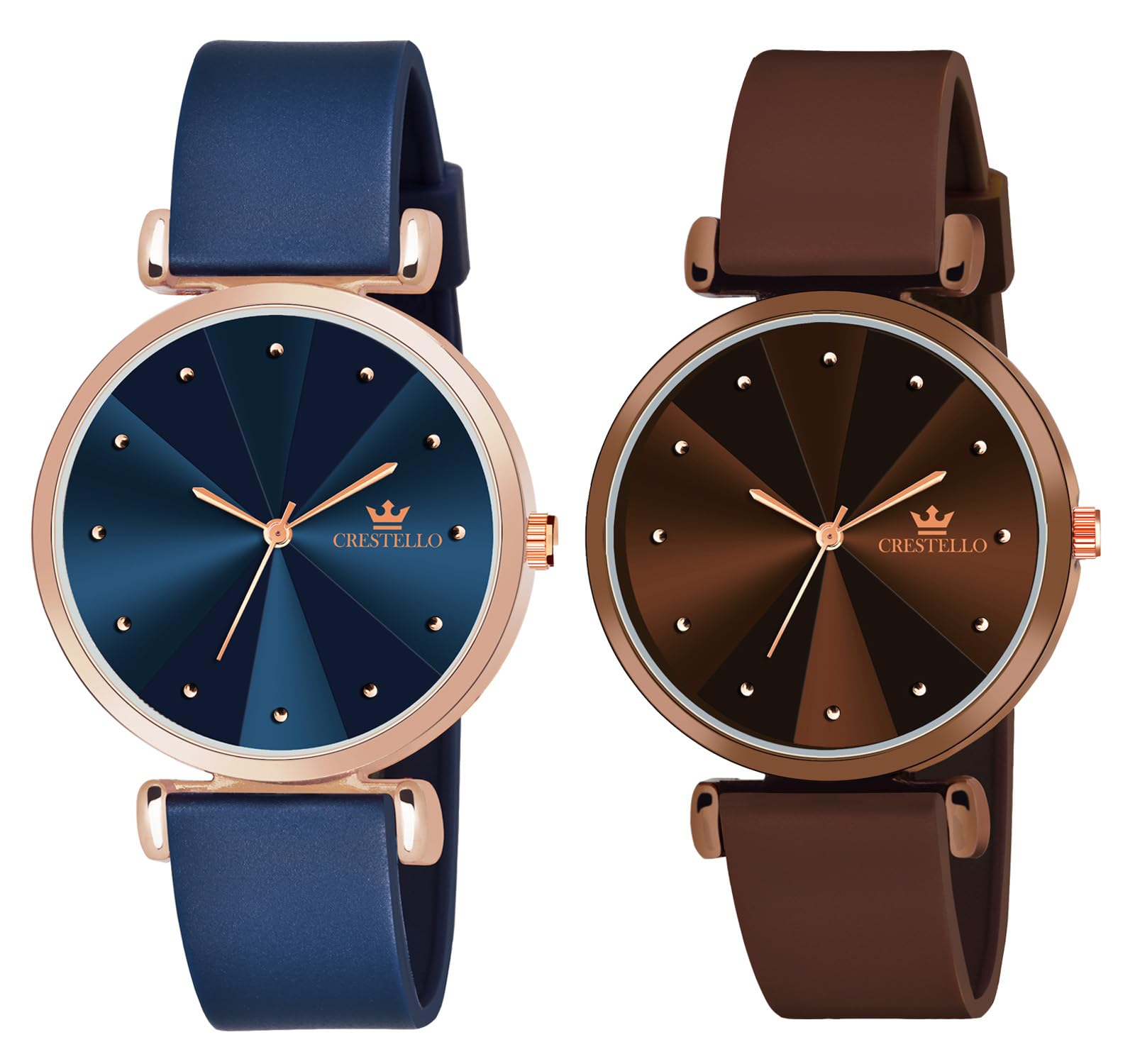 Silicone Strap Analog Wrist Watch Combo for Women (Blue/Green/Brown Strap) | Set of 2 Wrist Watches | CRCM-137-image-17